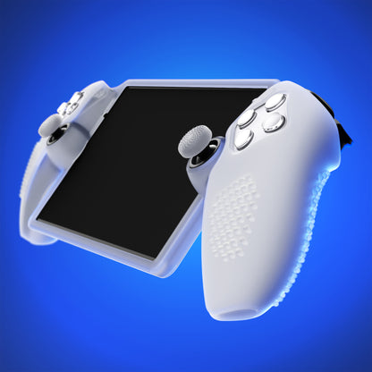 PlayVital 3D スタッドエディション 滑り止めシリコン保護ケース サムグリップ付き PS Portal リモート プレーヤー用【クリア ホワイト】