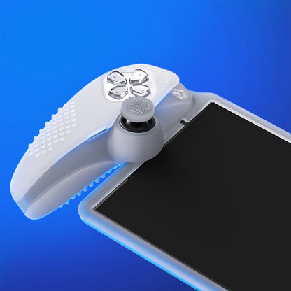 PlayVital 3D スタッドエディション 滑り止めシリコン保護ケース サムグリップ付き PS Portal リモート プレーヤー用【クリア ホワイト】