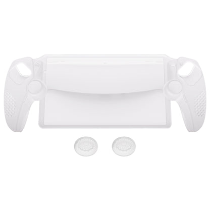 PlayVital 3D スタッドエディション 滑り止めシリコン保護ケース サムグリップ付き PS Portal リモート プレーヤー用【クリア ホワイト】