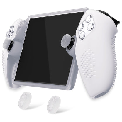 PlayVital 3D Studded Edition Anti-Slip Silicone Protective Case with Thumb Grips for PS Portal Remote Player - Clear White - CYRPFP003 PlayVital