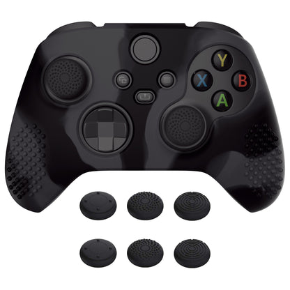 PlayVital 3D スタッドエディション 滑り止めシリコンカバースキン サムグリップキャップ付き Xbox Series X/S コントローラー & Xbox Core ワイヤレスコントローラー用【ダークグレー & ブラック】