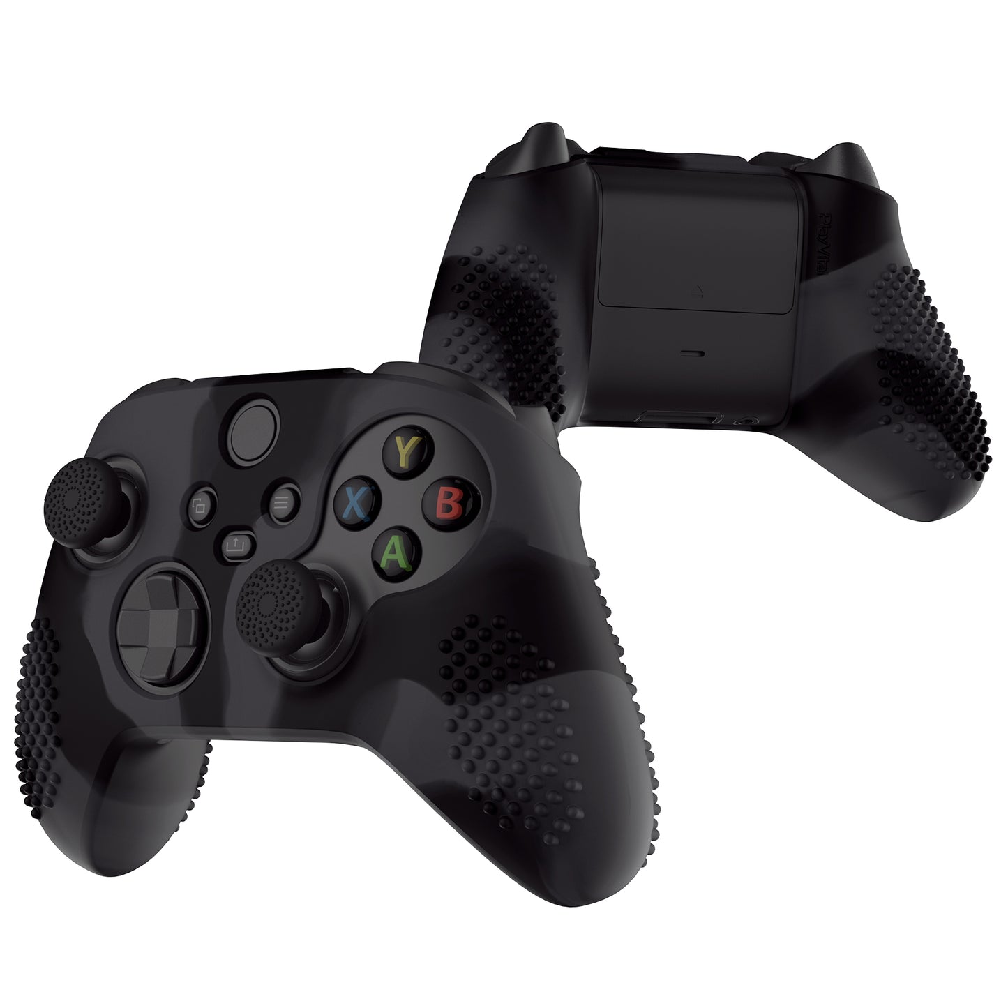 PlayVital 3D スタッドエディション 滑り止めシリコンカバースキン サムグリップキャップ付き Xbox Series X/S コントローラー & Xbox Core ワイヤレスコントローラー用【ダークグレー & ブラック】