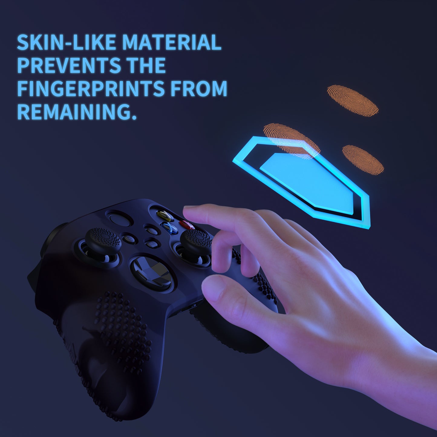 PlayVital 3D スタッドエディション 滑り止めシリコンカバースキン サムグリップキャップ付き Xbox Series X/S コントローラー & Xbox Core ワイヤレスコントローラー用【ダークグレー & ブラック】
