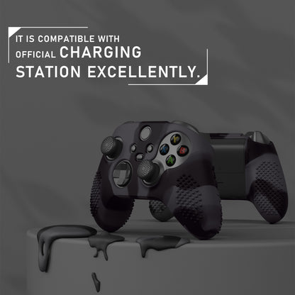 PlayVital 3D スタッドエディション 滑り止めシリコンカバースキン サムグリップキャップ付き Xbox Series X/S コントローラー & Xbox Core ワイヤレスコントローラー用【ダークグレー & ブラック】