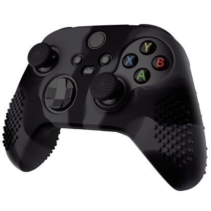 PlayVital 3D スタッドエディション 滑り止めシリコンカバースキン サムグリップキャップ付き Xbox Series X/S コントローラー & Xbox Core ワイヤレスコントローラー用【ダークグレー & ブラック】