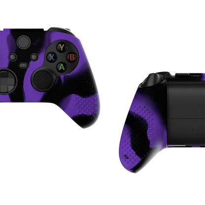 PlayVital 3D Studded Edition Anti-slip Silicone Cover Skin with Thumb Grip Caps for Xbox Series X/S Controller & Xbox Core Wireless Controller - Purple & Black - SDX3022 PlayVital