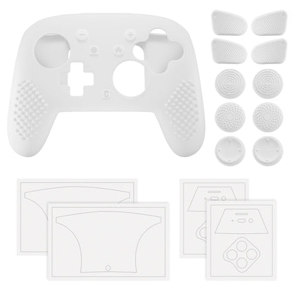 PlayVital 3D スタッズエディション シリコンカバースキン Nintendo Switch 2 Proコントローラー用 背面ボタンキャップ・サムグリップ・ステッカー付き 滑り止めグリッププロテクターケース【ホワイト】