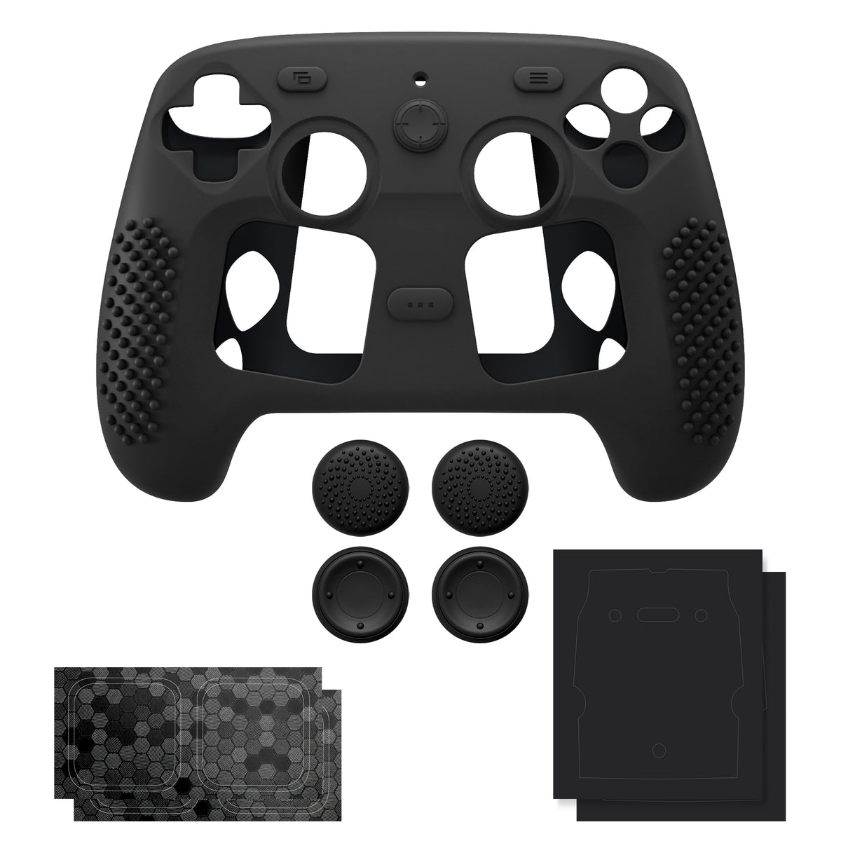 PlayVital 3D Studded Edition シリコンカバー 4個のサムグリップ＆ステッカー付き Steam Controller 2（2026）用【ブラック】