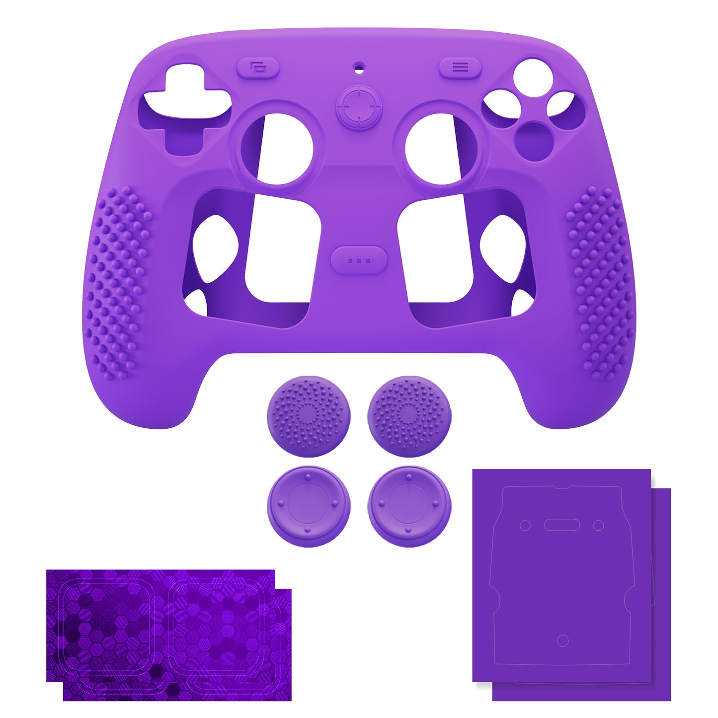 PlayVital 3D Studded Edition シリコンカバー 4個のサムグリップ＆ステッカー付き Steam Controller 2（2026）用【パープル】
