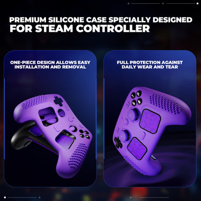 PlayVital 3D Studded Edition シリコンカバー 4個のサムグリップ＆ステッカー付き Steam Controller 2（2026）用【パープル】