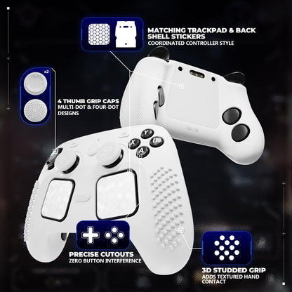 PlayVital 3D Studded Edition シリコンカバー 4個のサムグリップ＆ステッカー付き Steam Controller 2（2026）用【ホワイト】