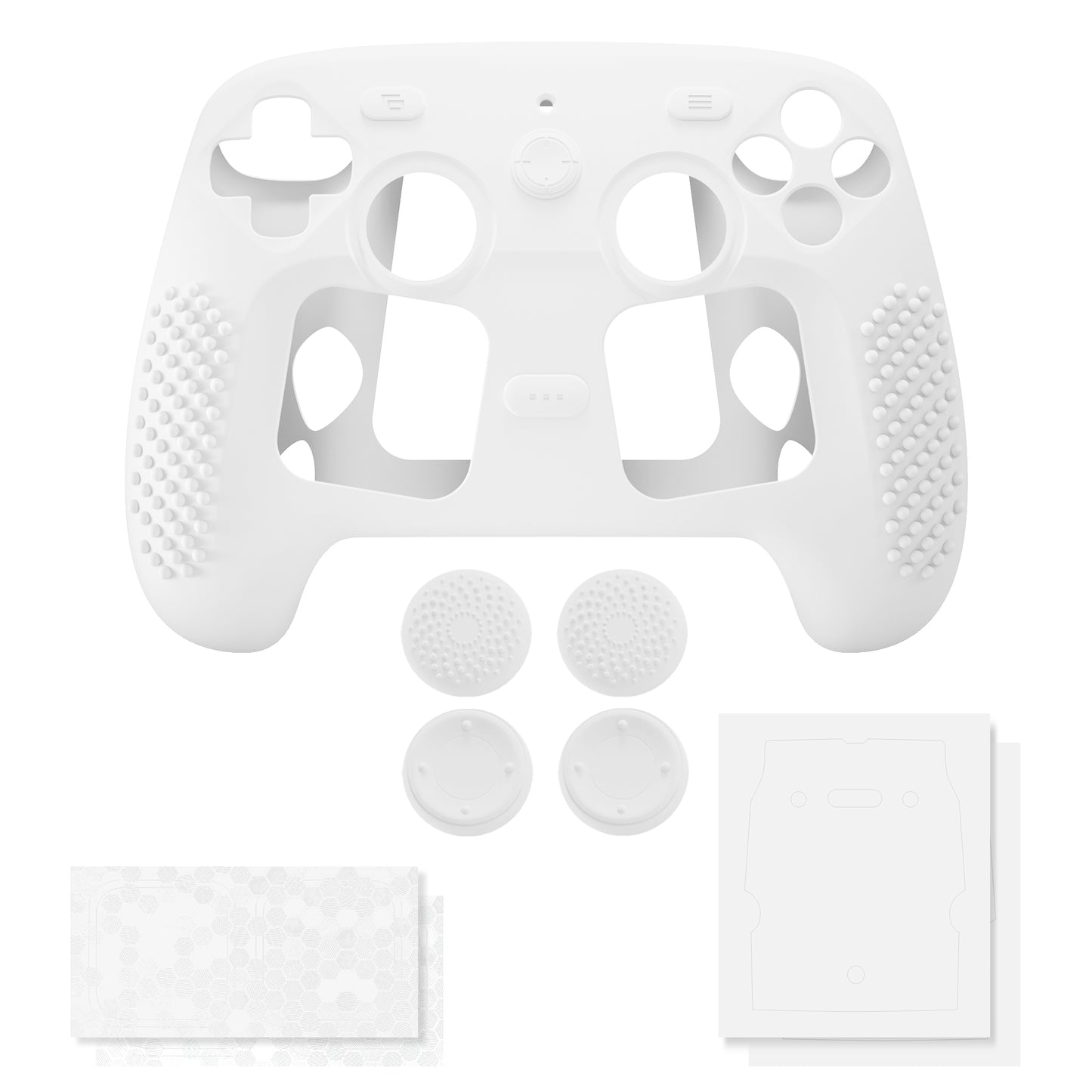 PlayVital 3D Studded Edition シリコンカバー 4個のサムグリップ＆ステッカー付き Steam Controller 2（2026）用【ホワイト】