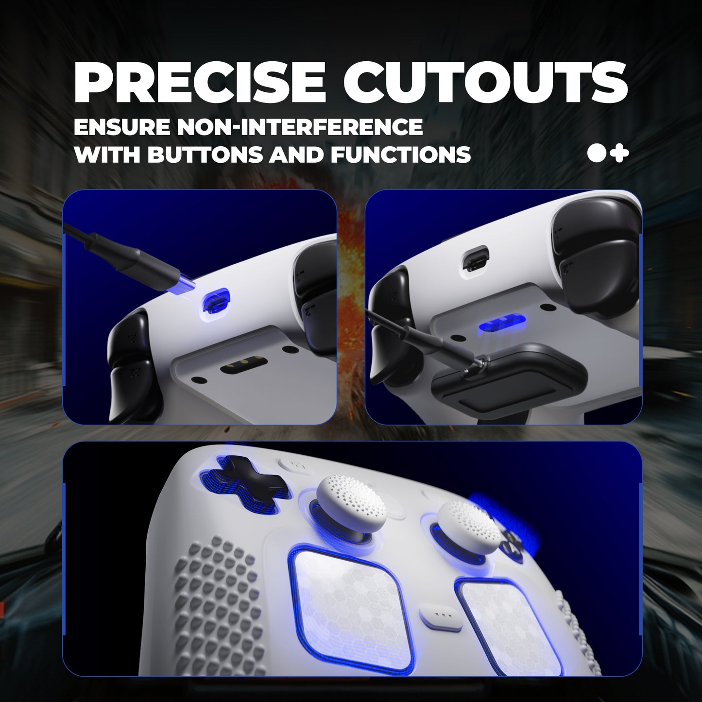PlayVital 3D Studded Edition シリコンカバー 4個のサムグリップ＆ステッカー付き Steam Controller 2（2026）用【ホワイト】
