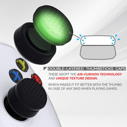 PlayVital 3 Height Armor Thumbs Cushion Caps Thumb Grips for ps5, for ps4, Thumbstick Grip Cover for Xbox Core Wireless Controller, Thumb Grip Caps for Xbox One, Elite Series 2, for Switch Pro - Black - PJM3067 PlayVital