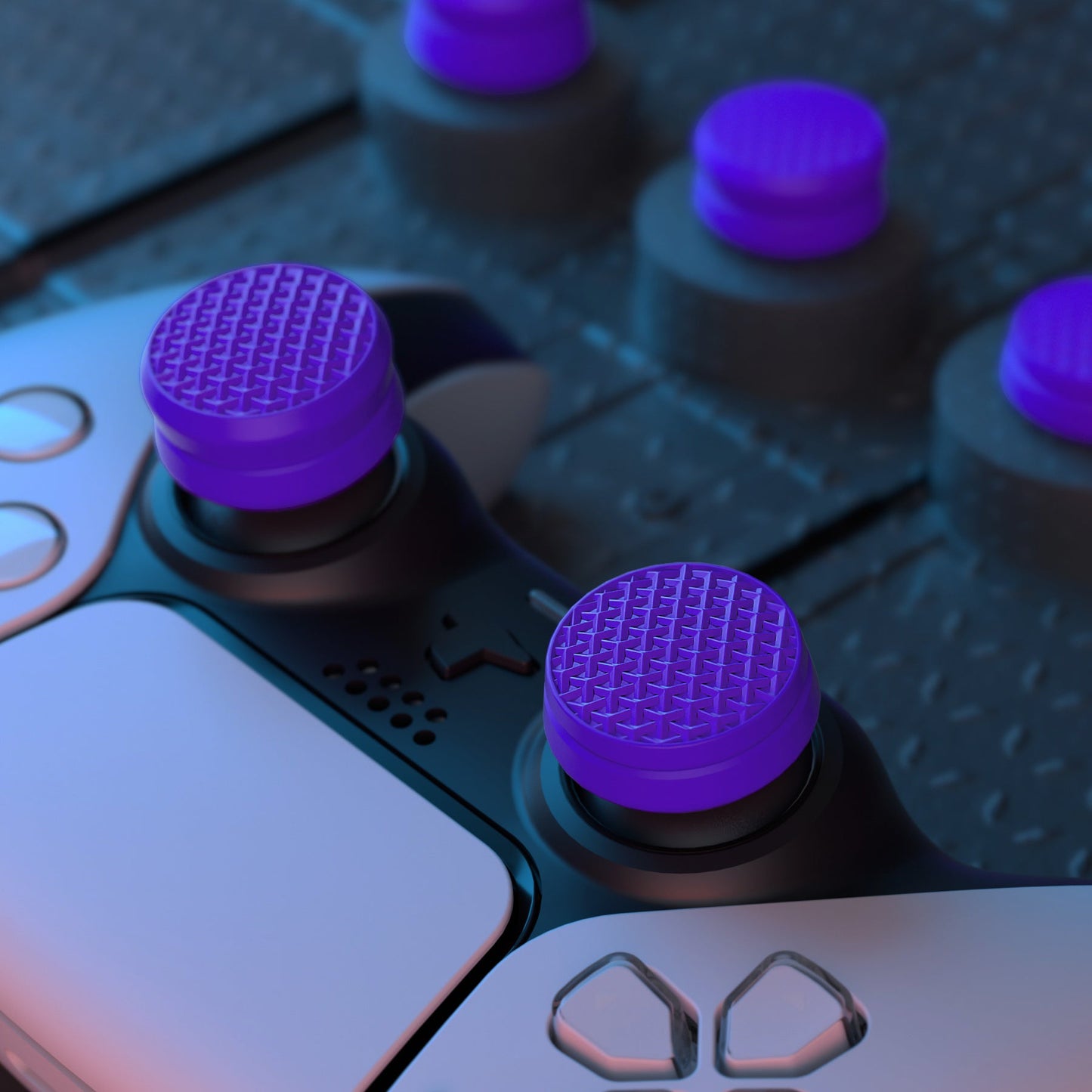 PlayVital 3 Height Armor Thumbs Cushion Caps Thumb Grips for ps5, for ps4, Thumbstick Grip Cover for Xbox Core Wireless Controller, Thumb Grip Caps for Xbox One, Elite Series 2, for Switch Pro - Purple - PJM3069 PlayVital