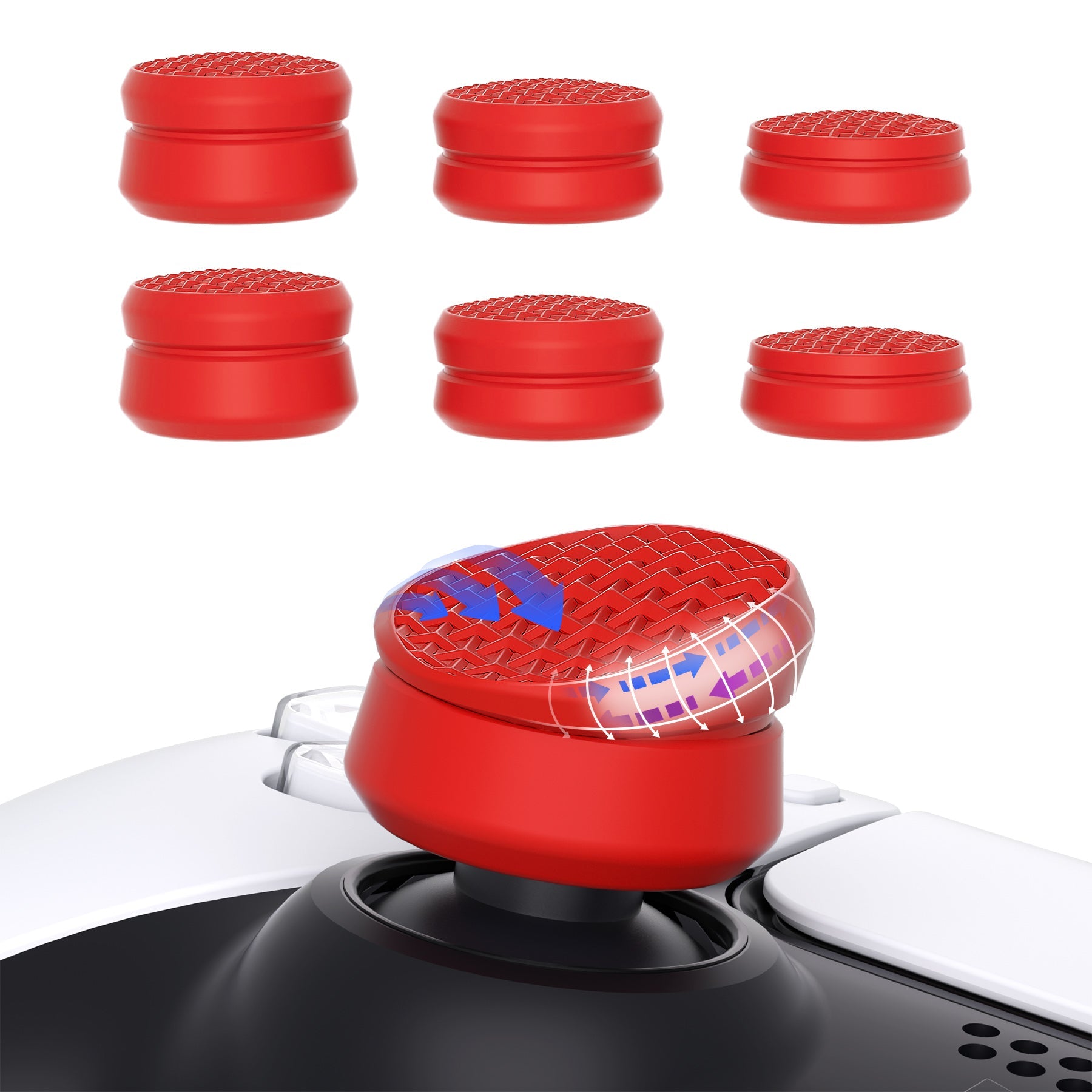 PlayVital 3 Height Armor Thumbs Cushion Caps Thumb Grips for ps5, for ps4, Thumbstick Grip Cover for Xbox Core Wireless Controller, Thumb Grip Caps for Xbox One, Elite Series 2, for Switch Pro - Passion Red - PJM3071 PlayVital