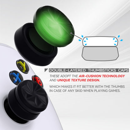 PlayVital 3 Height Hurricane Thumbs Cushion Caps Thumb Grips for ps5, for ps4, Thumbstick Grip Cover for Xbox Core Wireless Controller, Thumb Grips for Xbox One, Elite Series 2, for Switch Pro - Black - PJM3062 PlayVital