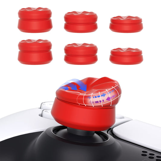 PlayVital 3 Height Hurricane Thumbs Cushion Caps Thumb Grips for ps5, for ps4, Thumbstick Grip Cover for Xbox Core Wireless Controller, Thumb Grips for Xbox One, Elite Series 2, for Switch Pro - Passion Red - PJM3066 PlayVital