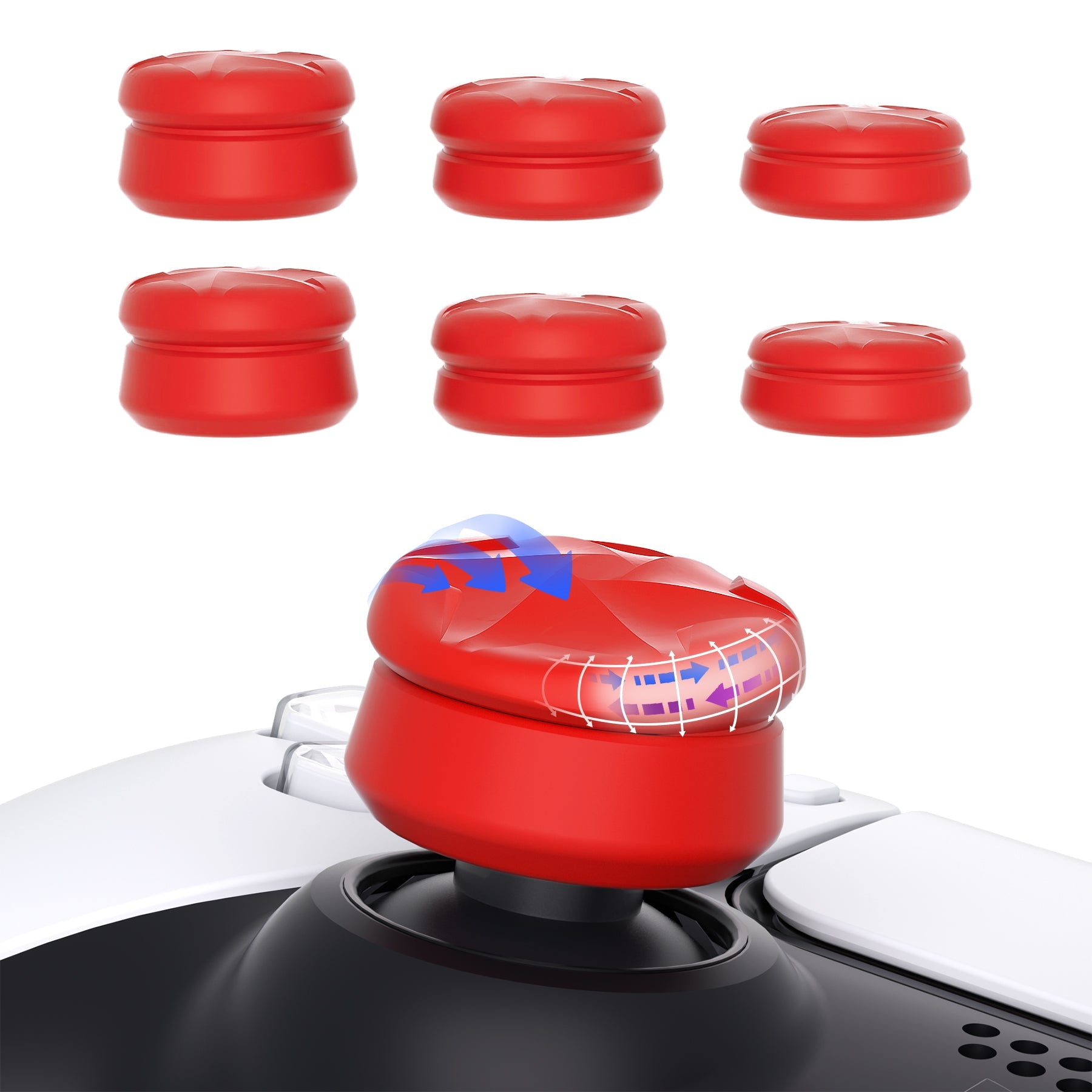 PlayVital 3 Height Razor Thumbs Cushion Caps Thumb Grips for ps5, for ps4, Thumbstick Grip Cover for Xbox Core Wireless Controller, Thumb Grip Caps for Xbox One, Elite Series 2, for Switch Pro - Passion Red - PJM3061 PlayVital