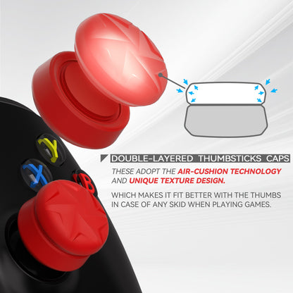 PlayVital 3 Height Razor Thumbs Cushion Caps Thumb Grips for ps5, for ps4, Thumbstick Grip Cover for Xbox Core Wireless Controller, Thumb Grip Caps for Xbox One, Elite Series 2, for Switch Pro - Passion Red - PJM3061 PlayVital