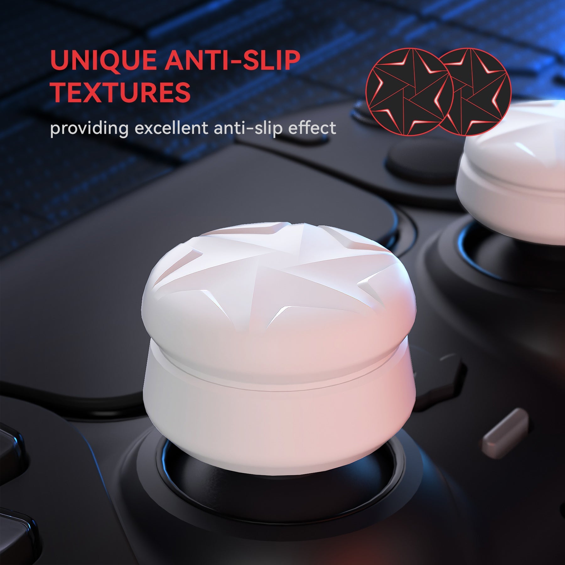 PlayVital 3 Height Razor Thumbs Cushion Caps Thumb Grips for ps5, for ps4, Thumbstick Grip Cover for Xbox Core Wireless Controller, Thumb Grip Caps for Xbox One, Elite Series 2, for Switch Pro - White - PJM3058 PlayVital