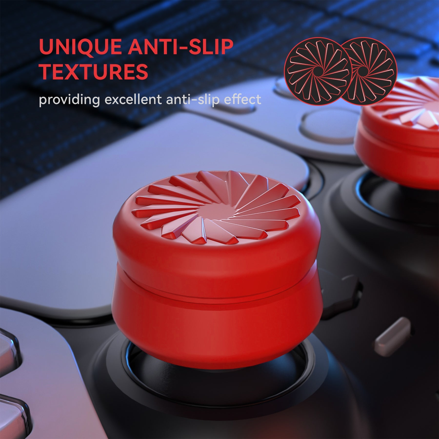 PlayVital 3 Height Turbine Thumbs Cushion Caps Thumb Grips for ps5, for ps4, Thumbstick Grip Cover for Xbox Core Wireless Controller, Thumb Grips for Xbox One, Elite Series 2, for Switch Pro - Passion Red - PJM3056 PlayVital