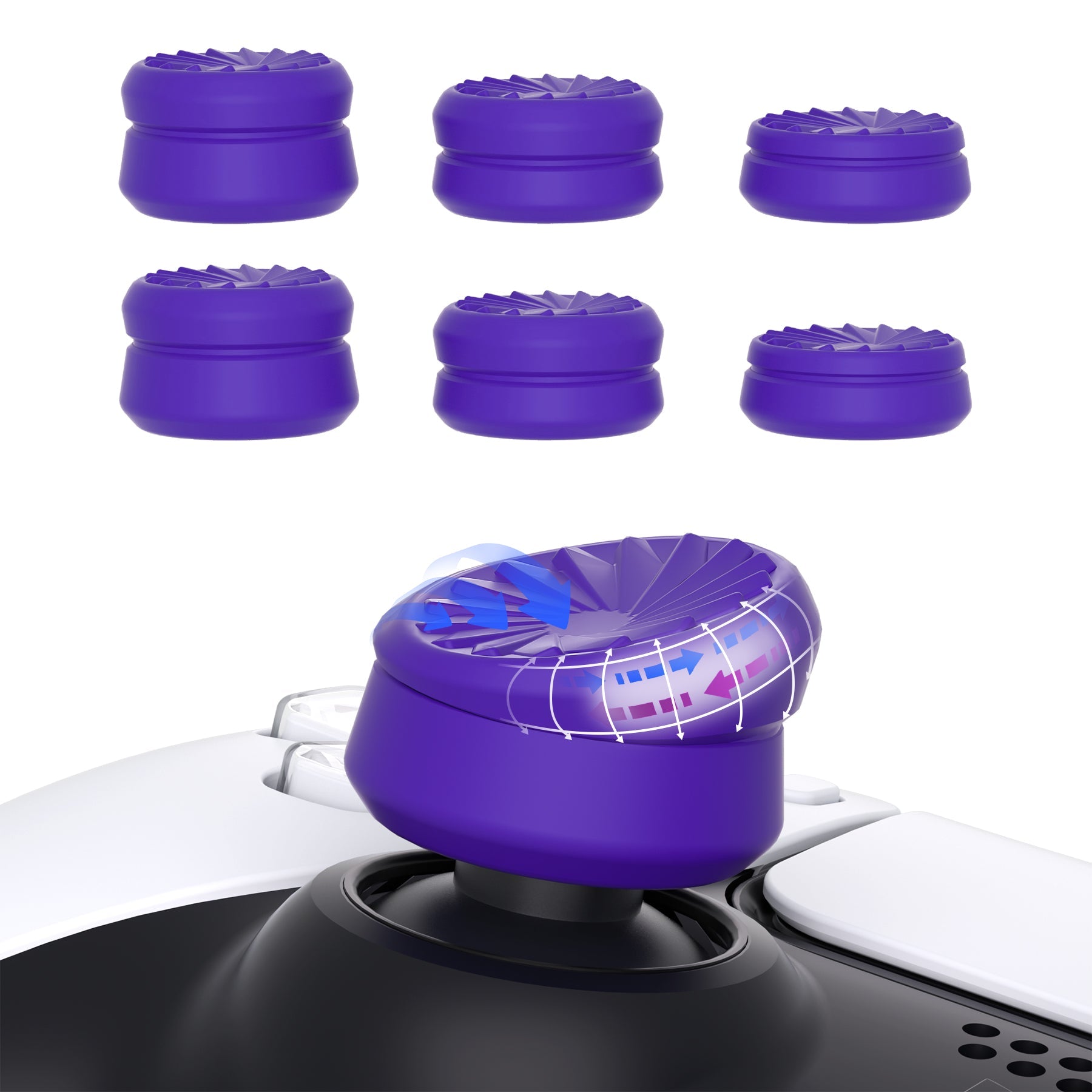 PlayVital 3 Height Turbine Thumbs Cushion Caps Thumb Grips for ps5, for ps4, Thumbstick Grip Cover for Xbox Core Wireless Controller, Thumb Grips for Xbox One, Elite Series 2, for Switch Pro - Purple - PJM3054 PlayVital