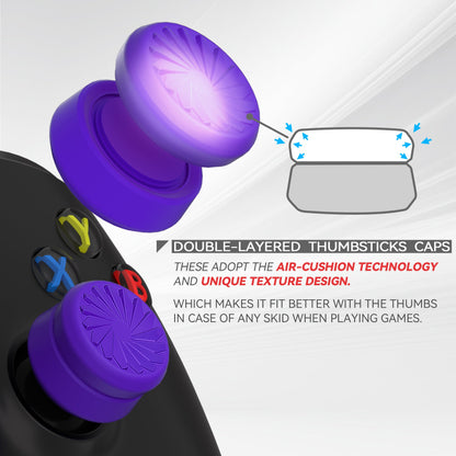 PlayVital 3 Height Turbine Thumbs Cushion Caps Thumb Grips for ps5, for ps4, Thumbstick Grip Cover for Xbox Core Wireless Controller, Thumb Grips for Xbox One, Elite Series 2, for Switch Pro - Purple - PJM3054 PlayVital