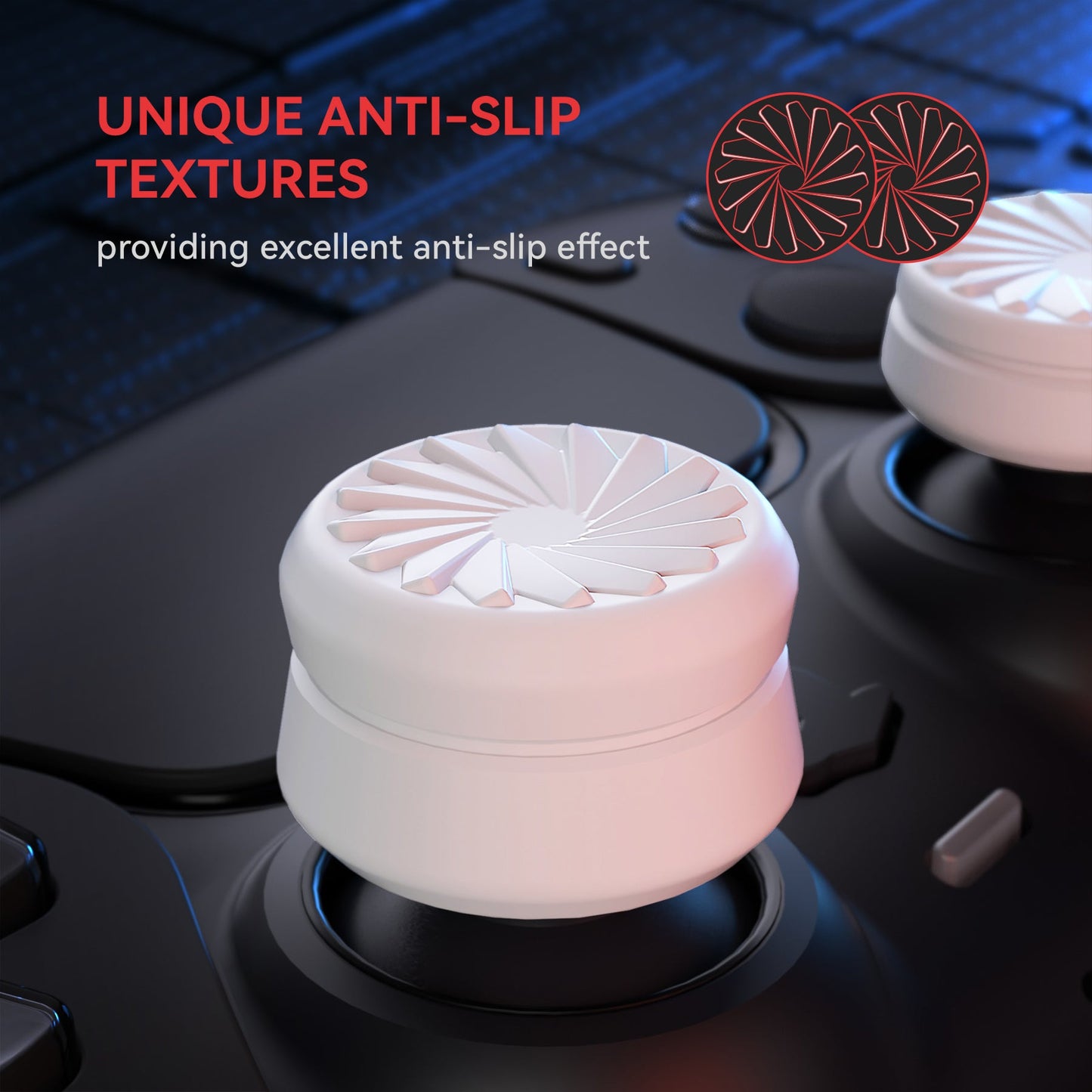 PlayVital 3 Height Turbine Thumbs Cushion Caps Thumb Grips for ps5, for ps4, Thumbstick Grip Cover for Xbox Core Wireless Controller, Thumb Grips for Xbox One, Elite Series 2, for Switch Pro - White - PJM3053 PlayVital