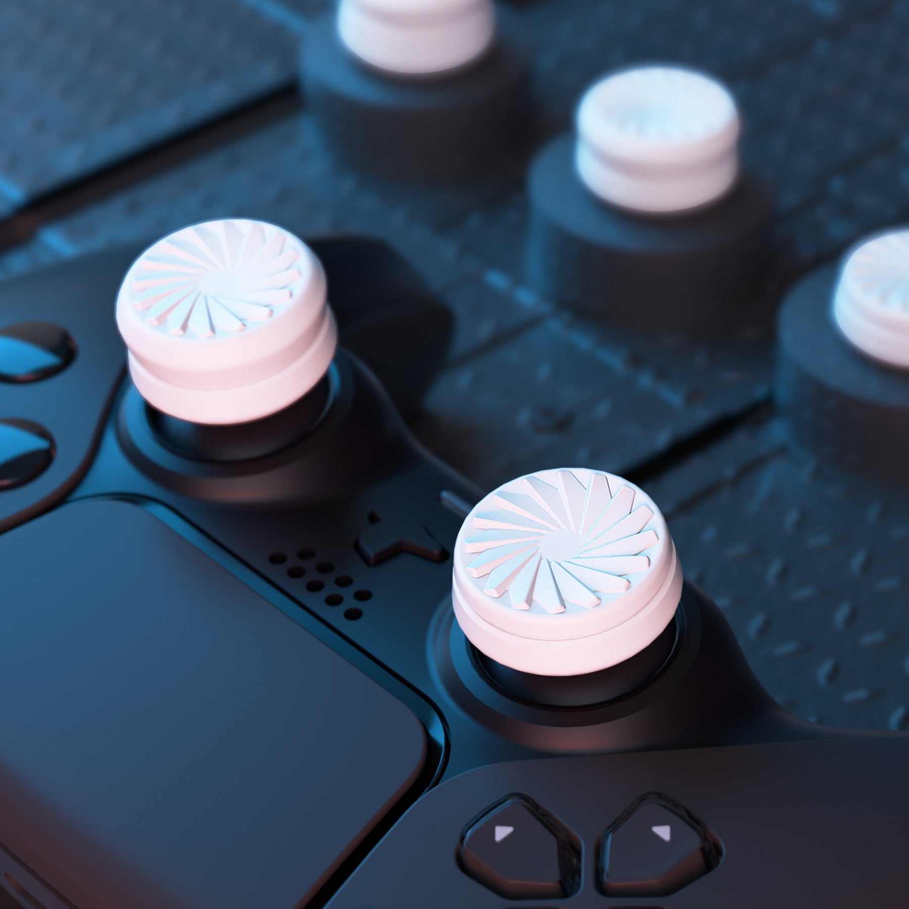 PlayVital 3 Height Turbine Thumbs Cushion Caps Thumb Grips for ps5, for ps4, Thumbstick Grip Cover for Xbox Core Wireless Controller, Thumb Grips for Xbox One, Elite Series 2, for Switch Pro - White - PJM3053 PlayVital