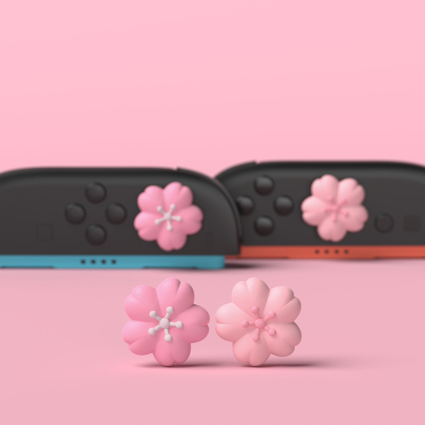 PlayVital Switch 2（2025年新モデル）対応 親指グリップキャップ 4個セット かわいいシリコン製スティックカバー Joycon用 耐久性ある 【淡い桜の花びら】