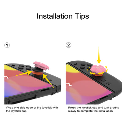 PlayVital Switch 2（2025年新モデル）対応 親指グリップキャップ 4個セット かわいいシリコン製スティックカバー Joycon用 耐久性ある 【桜ピンク花びら】