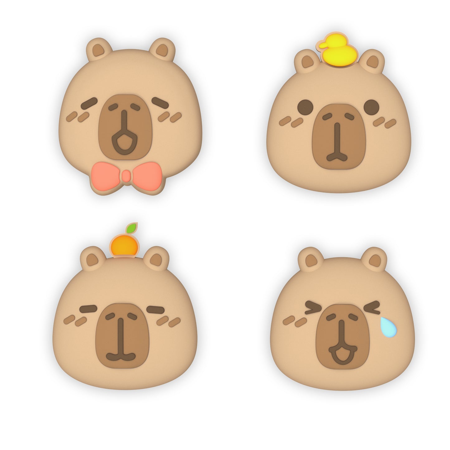 PlayVital Switch 2（2025年新モデル）対応 親指グリップキャップ 4個セット かわいいシリコン製スティックカバー Joycon用 耐久性ある 【カピバラ・ムード】