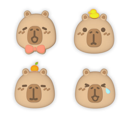 PlayVital Switch 2（2025年新モデル）対応 親指グリップキャップ 4個セット かわいいシリコン製スティックカバー Joycon用 耐久性ある 【カピバラ・ムード】