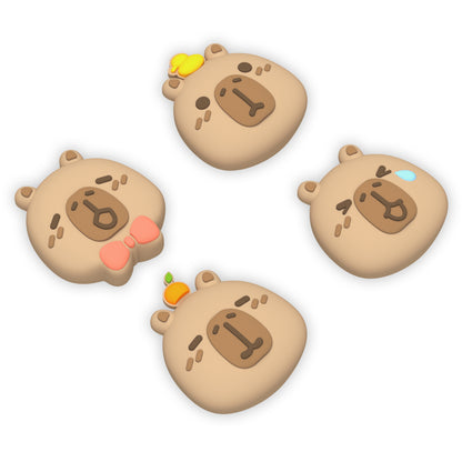 PlayVital Switch 2（2025年新モデル）対応 親指グリップキャップ 4個セット かわいいシリコン製スティックカバー Joycon用 耐久性ある 【カピバラ・ムード】