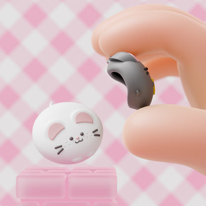 PlayVital Switch 2（2025年新モデル）対応 親指グリップキャップ 4個セット かわいいシリコン製スティックカバー Joycon用 耐久性ある 【チーズねずみ＆ひょっこりねずみ】