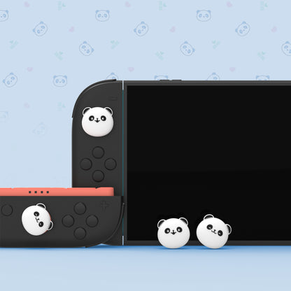 PlayVital Switch 2（2025年新モデル）対応 親指グリップキャップ 4個セット かわいいシリコン製スティックカバー Joycon用 耐久性ある 【パンダちゃん】