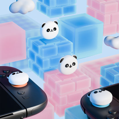 PlayVital Switch 2（2025年新モデル）対応 親指グリップキャップ 4個セット かわいいシリコン製スティックカバー Joycon用 耐久性ある 【パンダちゃん】
