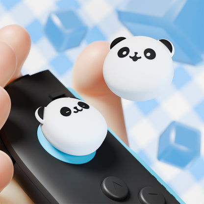 PlayVital Switch 2（2025年新モデル）対応 親指グリップキャップ 4個セット かわいいシリコン製スティックカバー Joycon用 耐久性ある 【パンダちゃん】