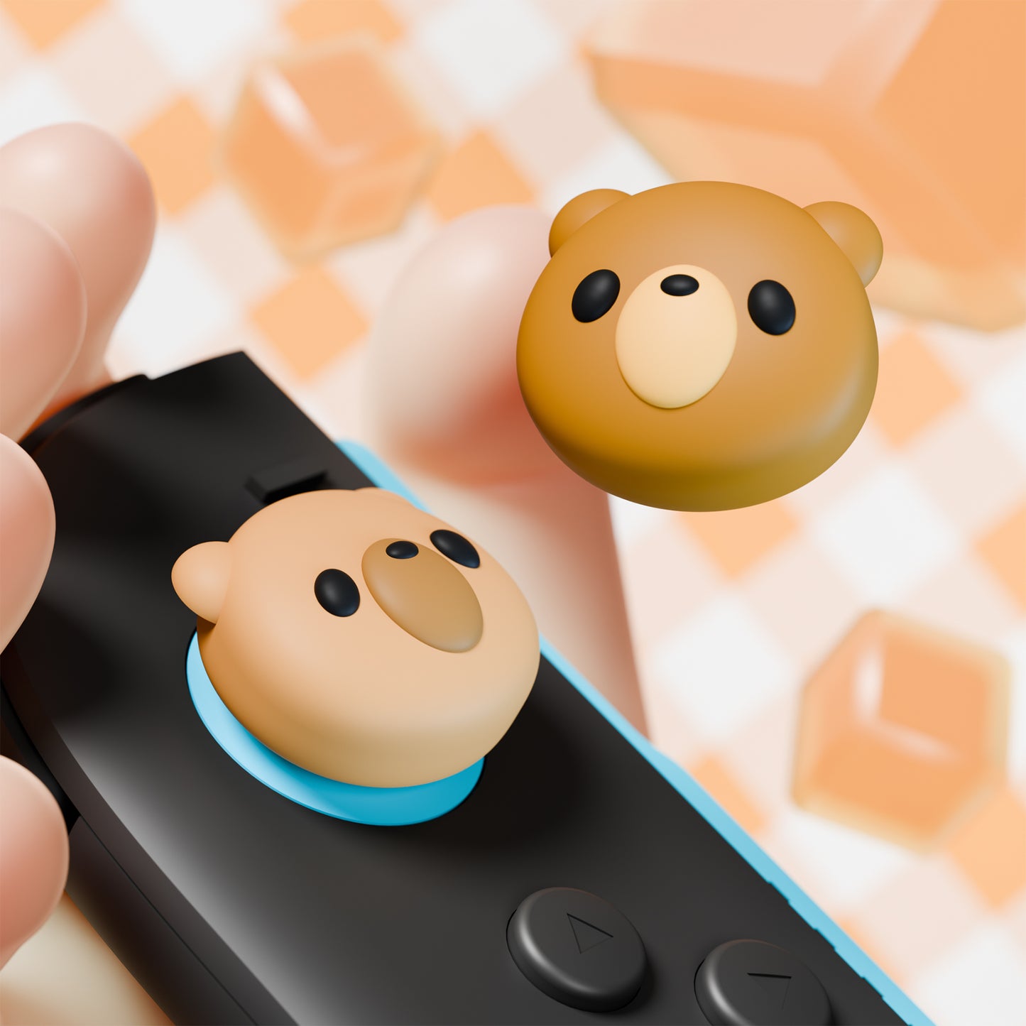 PlayVital Switch 2（2025年新モデル）対応 親指グリップキャップ 4個セット  かわいいシリコン製スティックカバー Joycon用 耐久性ある 【コージーベア】