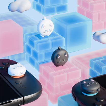 PlayVital Switch 2（2025年新モデル）対応 親指グリップキャップ 4個セット  かわいいシリコン製スティックカバー Joycon用 耐久性ある 【キューティーキティ】