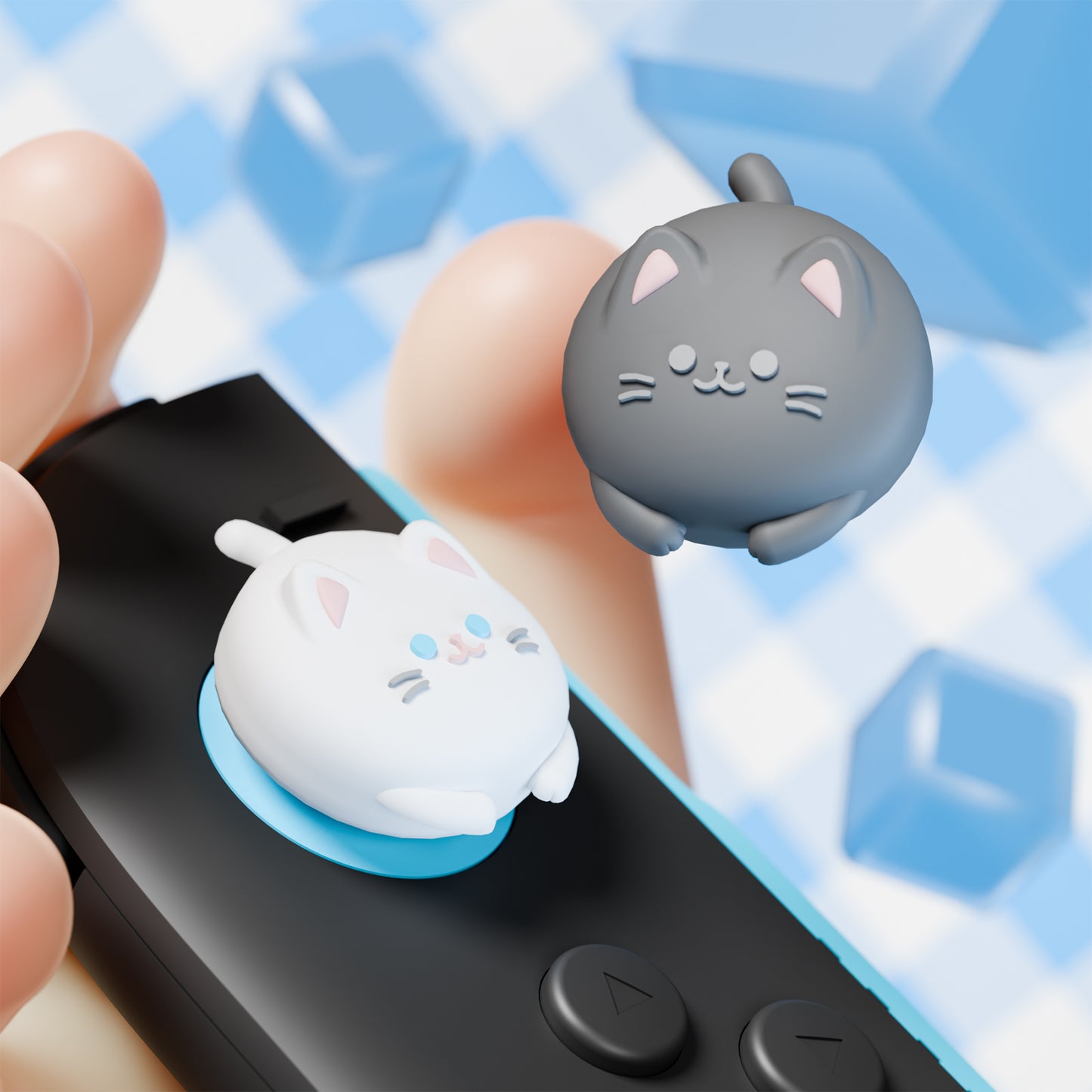 PlayVital Switch 2（2025年新モデル）対応 親指グリップキャップ 4個セット  かわいいシリコン製スティックカバー Joycon用 耐久性ある 【キューティーキティ】