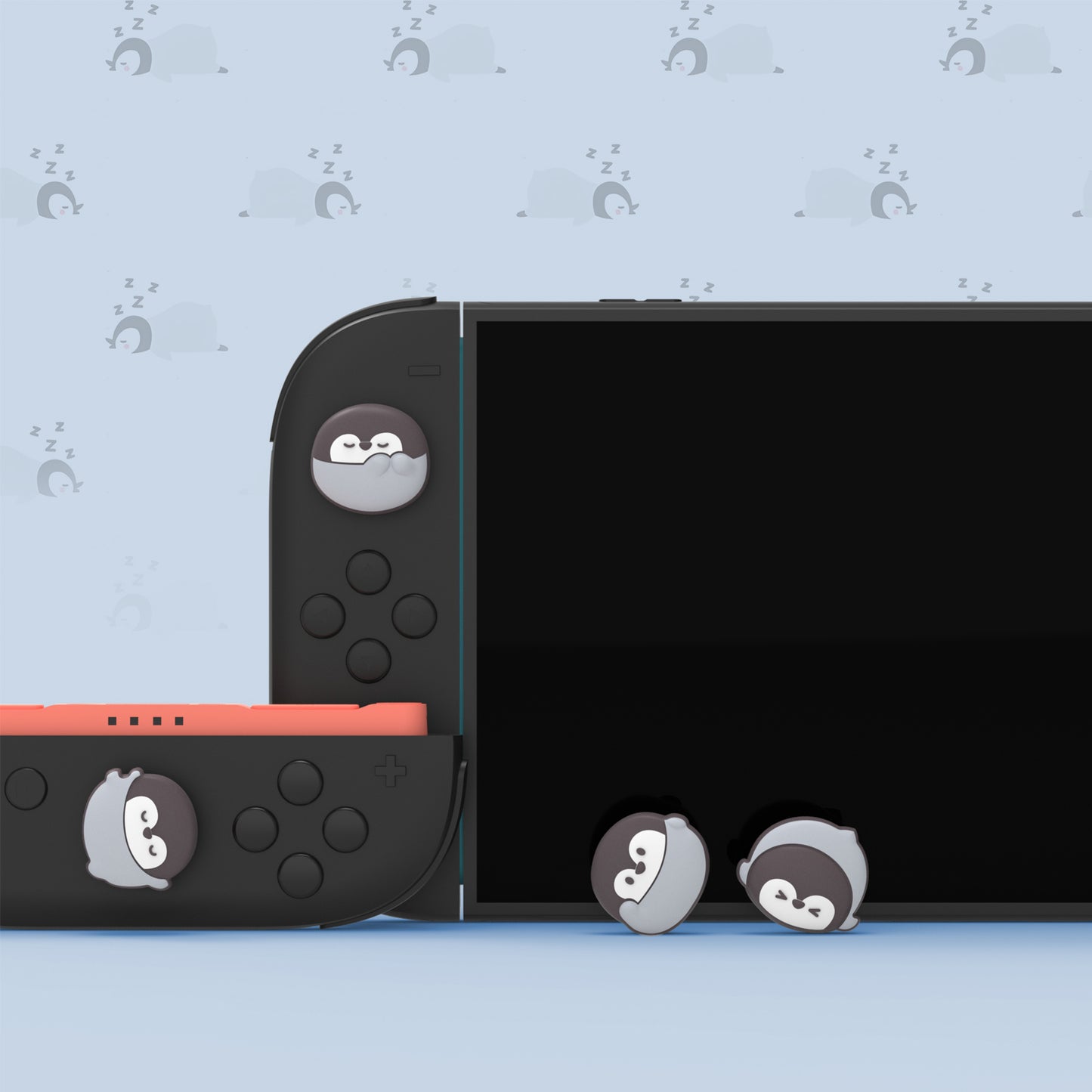 PlayVital Switch 2（2025年新モデル）対応 親指グリップキャップ 4個セット かわいいシリコン製スティックカバー Joycon用 耐久性ある 【ペンギンちゃん】