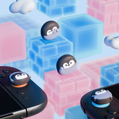 PlayVital Switch 2（2025年新モデル）対応 親指グリップキャップ 4個セット かわいいシリコン製スティックカバー Joycon用 耐久性ある 【ペンギンちゃん】