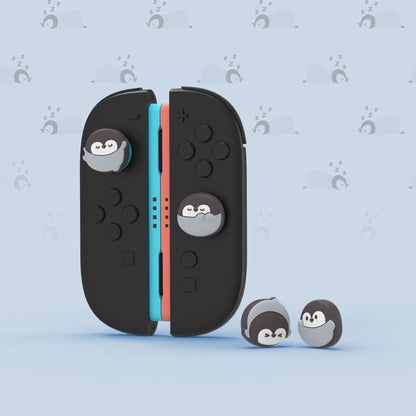 PlayVital Switch 2（2025年新モデル）対応 親指グリップキャップ 4個セット かわいいシリコン製スティックカバー Joycon用 耐久性ある 【ペンギンちゃん】