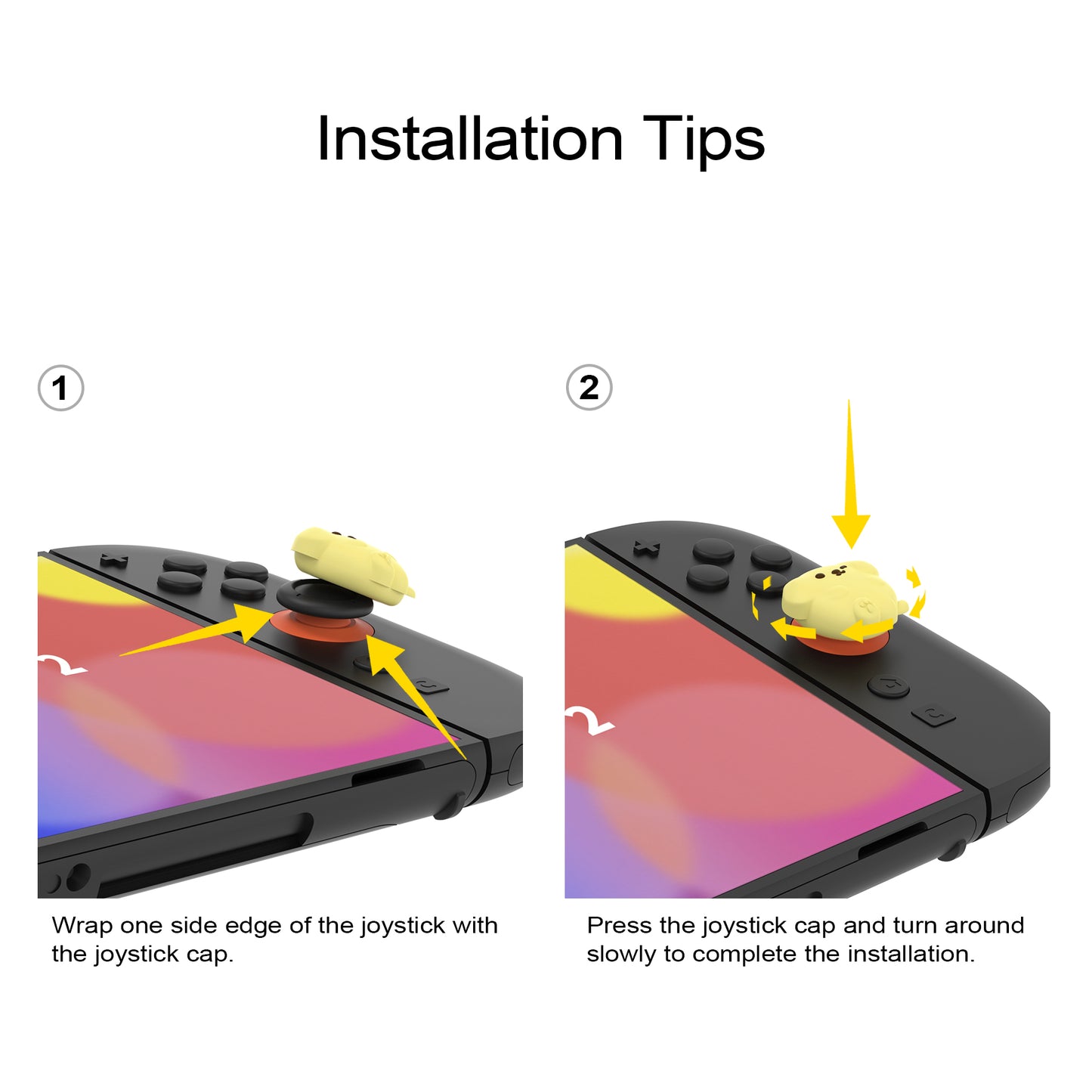 PlayVital Switch 2（2025年新モデル）対応 親指グリップキャップ 4個セット かわいいシリコン製スティックカバー Joycon用 耐久性ある 【ふわふわ＆ウィンクパピー】