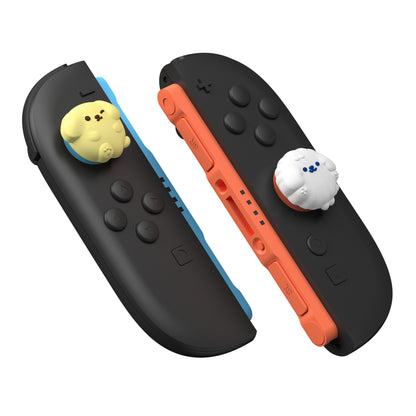 PlayVital Switch 2（2025年新モデル）対応 親指グリップキャップ 4個セット かわいいシリコン製スティックカバー Joycon用 耐久性ある 【ふわふわ＆ウィンクパピー】