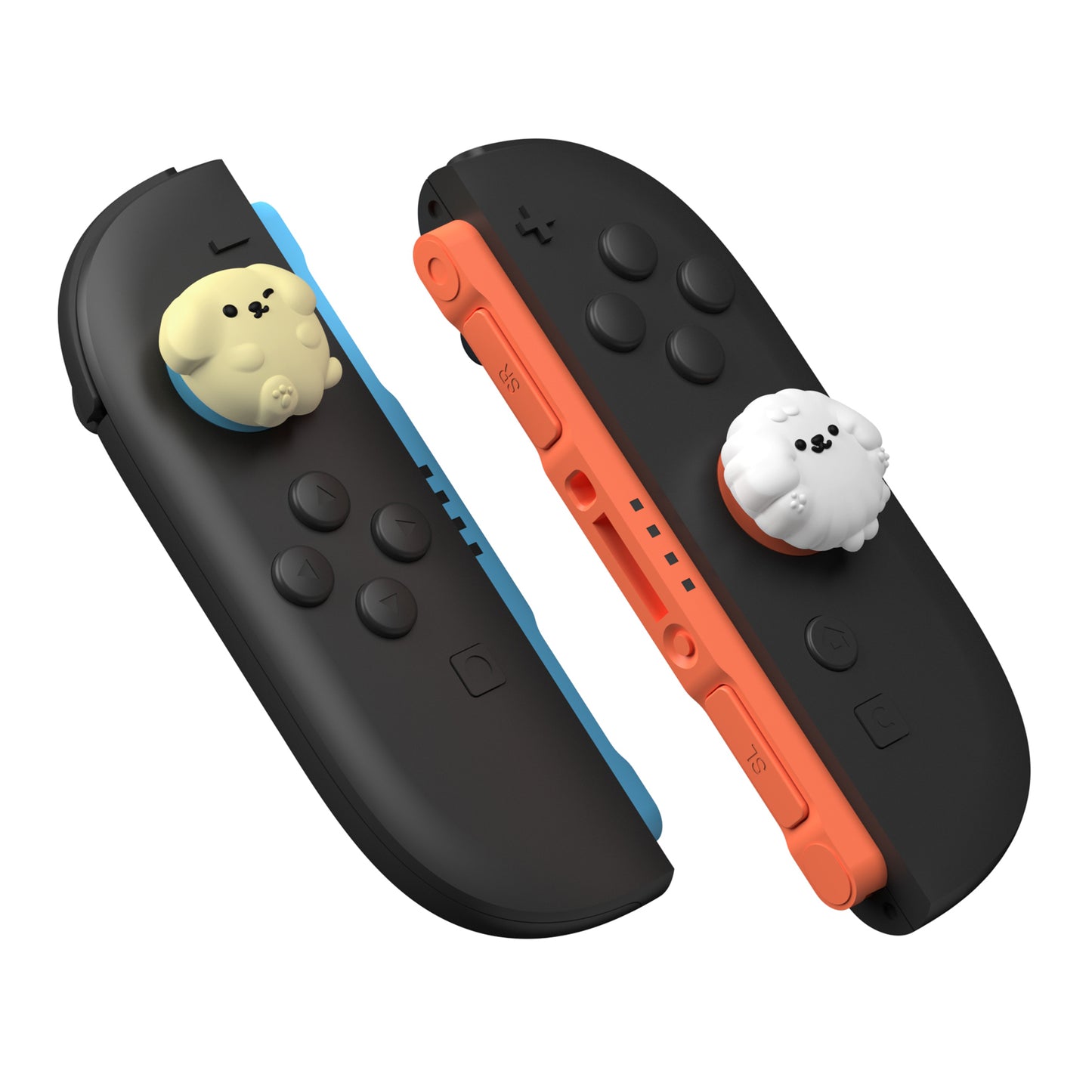 PlayVital Switch 2（2025年新モデル）対応 親指グリップキャップ 4個セット かわいいシリコン製スティックカバー Joycon用 耐久性ある 【ふわふわウィンク子犬】