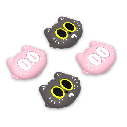 PlayVital Switch 2（2025年新モデル）対応 親指グリップキャップ 4個セット かわいいシリコン製スティックカバー Joycon用 耐久性ある 【ムーンライト猫】