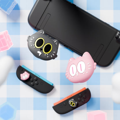 PlayVital Switch 2（2025年新モデル）対応 親指グリップキャップ 4個セット かわいいシリコン製スティックカバー Joycon用 耐久性ある 【ムーンライト猫】